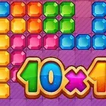Färgglada block i olika former och färger över ett lila rutnät med texten 10x10 i mitten