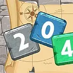 Färgade block med siffrorna 2048 framför en antik karta