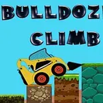 En gul bulldozer klättrar över block av olika material med texten Bulldozer Climb ovanför