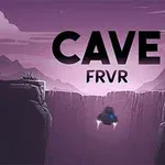 En rymdfarkost svävar över en djup klyfta med berg och buskar i bakgrunden, under en lila kvällshimmel