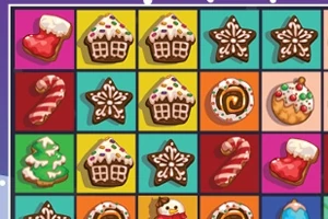 Julgodisar och kakor i ett rutnät med färgglada bakgrunder