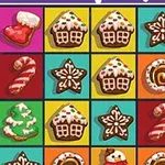 Julgodisar och kakor i ett rutnät med färgglada bakgrunder
