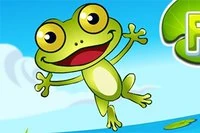 Hjälp grodan att korsa den trafikerade vägen och floden