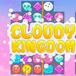 Färgglada animerade tecknade ansikten i olika former och mönster med texten Cloudy Kingdom 3 i mitten