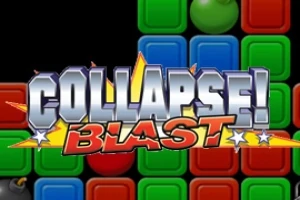 Färgglada block i olika nyanser av rött, grönt och blått med texten COLLAPSE!