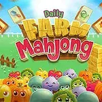 Tecknade färgglada grönsaker och frukt med ansikten omgivna av lador och mahjong-brickor i bakgrunden