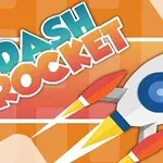 Tecknad raket mot en orange bakgrund med texten Dash Rocket