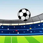 Fotboll som flyger över en grön fotbollsplan med en stadion full av åskådare i bakgrunden