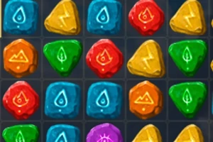 Färgglada geometriska symboler i olika färger och former på ett rutnät
