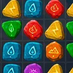 Färgglada geometriska symboler i olika färger och former på ett rutnät