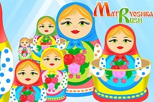 Färgglada ryska dockor (matrjosjkor) med blomdekorationer mot en ljus bakgrund