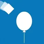 Vit ballong och fyrkantiga föremål på blå bakgrund