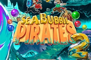 Färgglad tecknad bild med två pirater, bubblor och texten Sea Bubble Pirates 2