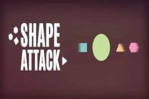Texten SHAPE ATTACK med olika geometriska former mot en mörk bakgrund
