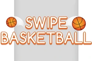 Texten Swipe Basketball med två flygande basketbollar på en ljus bakgrund