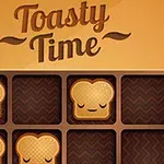 Brödskivor med ansikten i ett rutnät under texten Toasty Time
