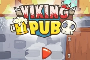 Texten Viking Pub mot en tecknad bakgrund med en ölsejdel och dödskalle