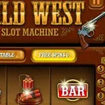 Wild West-temad spelautomat med två revolvrar, dynamit och BAR-symboler